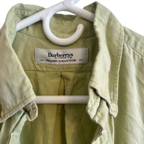 Burberry Burberrys of London Knight Logo Button Down Shirt Cotton Green Size M - Picture 3 of 9